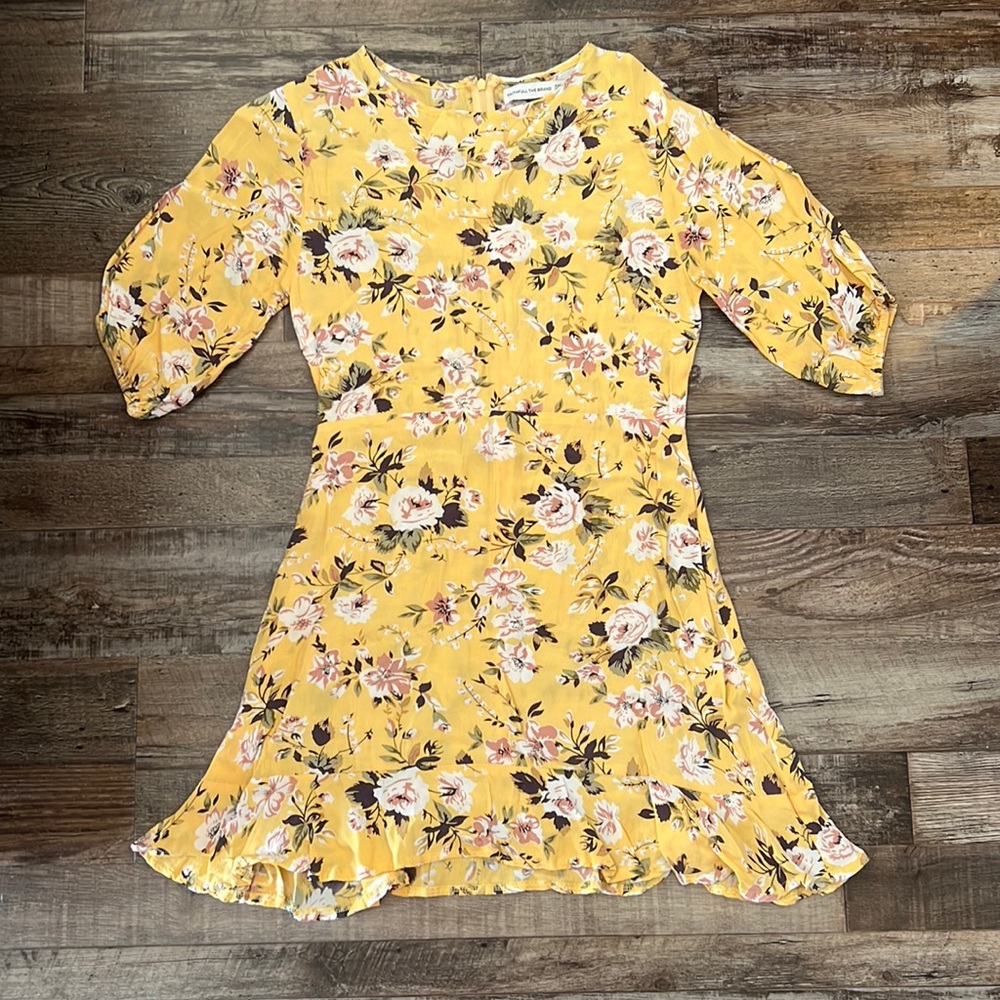 Faithfull the Brand Yellow Floral Mini Dress